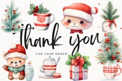 Cute Animals Christmas Watercolor 45 Cliparts Collection Product Image 11