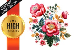 Embroidery Jacobean flowers Sublimation Clipart Bundle Product Image 6