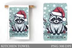 Raccoon Kitchen Towel. Christmas Raccoon Kitchen Towel Product Image 1