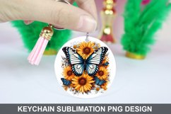 Butterfly And Sunflowers - Keychain Sublimation Design Product Image 1