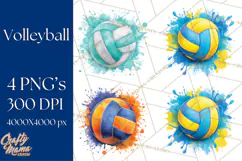 Volleyball Clipart PNG with Team Color Paint Splash Design Product Image 1