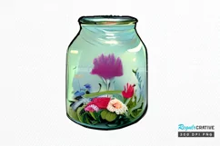 Watercolor Floral Jar PNG Clipart Product Image 1