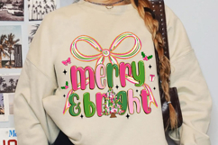 Pink Green Christmas Tree Sublimation, Christmas Png Product Image 3