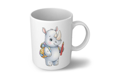Cute Rhino with Backpack and Pencil Ready for School PNG Product Image 5