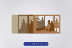 Layered Deer Forest Laser Cut SVG | Wildlife Mountain SVG Product Image 2