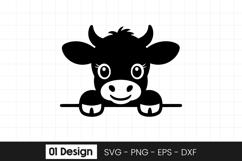 Cute Peeking Cow Head Farm Clipart SVG PNG Product Image 1