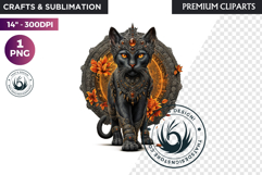 Black Cat Familiar Clipart PNG, Witch Cat, Mystical Animal Product Image 1