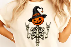Rock on Halloween Skeleton PNG, Funny Halloween PNG Product Image 4