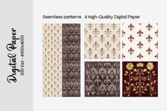 Burgundy Digital Papers | Floral Digital paper Product Image 2