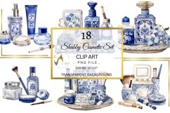 Shabby Mediterranean Blue Cosmetic Set PNG, Blue Makeup Set Product Image 1