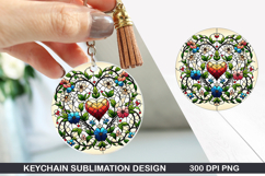 Flower Keychain Sublimation - Spring Keychain PNG Design Product Image 1