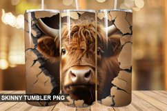 3D Highland Cow Cracked Hole PNG Tumbler Design Product Image 1