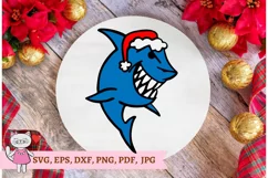 Christmas Shark with Santa hat svg, file for cutting Product Image 7