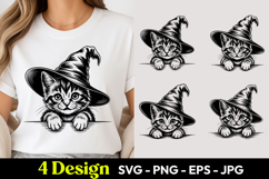 Witch Kitten Cartoon SVG PNG Product Image 1