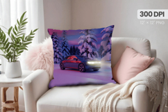 Winter Christmas Wonderland PNG Pillow, Winter Pillow Design Product Image 1