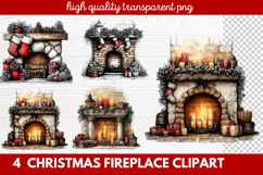 Cozy Christmas Fireplace Clipart | Holiday Mantel &amp; Winter Product Image 1