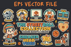 Streetball Kids Basketball Sticker Bundle EPS Design Product Image 1