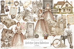 Antique Sepia Valentine Day Clipart Product Image 1