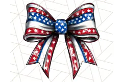 Coquette 4th of July Png, Patriotic Hearts and Bows Clipart Product Image 3