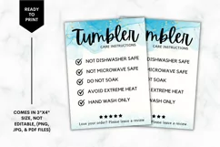 Printable Tumbler Care Instructions Card - Glitter Blue Product Image 1