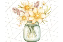 Flowers in Glass Jars PNG, Rustic Floral Watercolor Clipart Product Image 3