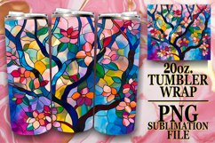 20oz Colorful Stained Glass Tree Wrap Sublimation Design Product Image 1