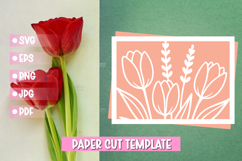Beautiful Flowers Paper Cut Card Template Product Image 1