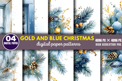 Gold and Blue Christmas Backgrounds Bundle PNG Product Image 12