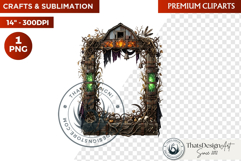 Harvest of Haunts Halloween Gothic Frame PNG, autumn clipart Product Image 1