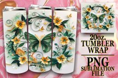 3D Butterfly and Flowers Tumbler Wrap - 20oz Spring Product Image 1