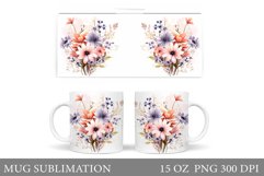 Flowers Mug Wrap Design. Wildflowers Mug Sublimation Product Image 1