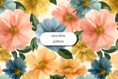 Soft Floral Seamless Pattern Watercolor Flower Design Product Image 1