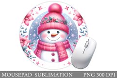 Cute Snowman Mouse Pad. Winter Mouse Pad Design Product Image 1