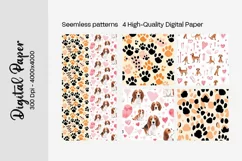Dog Paw Digital Paper Seamless Scrapbook Paper Product Image 3