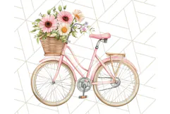 Bicycle with Flowers PNG, Pastel Spring Floral Bike Clipart Product Image 3