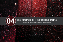 Red Sparkle Glitter Digital Paper Product Image 1