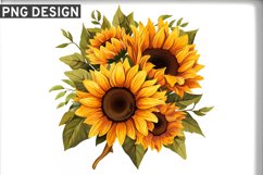 Sunflower Flower Bouquet Sublimation PNG Design Product Image 1