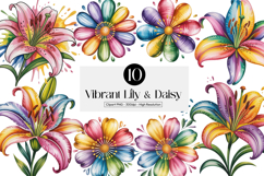 Vibrant Lily &amp; Daisy Cliparts PNGs Product Image 1