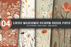 Earthy Wildflower Meadow Digital Paper Product Image 1