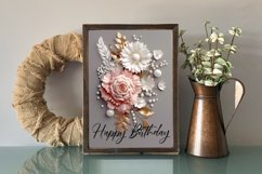 Bundle of 10 PNGs printable card templates for Birthday celebrations with beautiful 3d flowers and quote Happy Birthday. BONUS- SVG envelope template for card. 