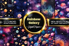 Rainbow Galaxy Digital Papers, Galaxy Pattern Product Image 1