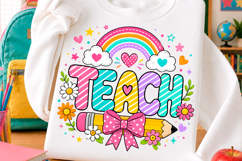 Rainbow Teach Pencil Bow Trending Png Product Image 1