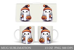 Cute Ghost Mug Design. Cute Halloween Mug Sublimation Product Image 1