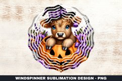 Halloween Highland Cow Wind Spinner Sublimation Design Product Image 1