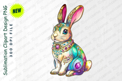 Ornate Jeweled Bunny Illustration Festive Elegant Clipart Product Image 1