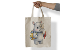 Cute Rhino with Backpack and Pencil Ready for School PNG Product Image 6