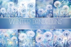 Watercolor pastel winter dandelion printable digital papers Product Image 1