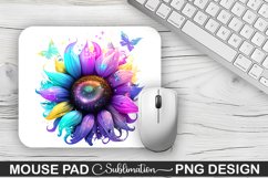 Magical Purple Cyan Sunflower Sublimation Mouse Pad Design Product Image 1