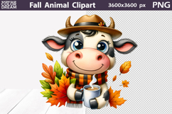Fall Coffee Animals Clipart | Autumn Cow Chicken Horse PNG Product Image 4