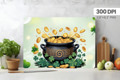 Pot of Gold with Coins Cutting Board PNG Sublimation Design Product Image 1